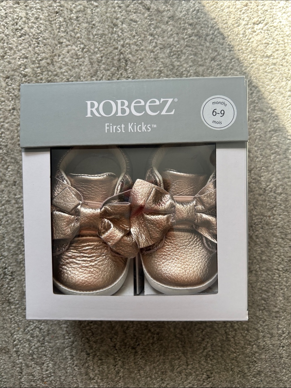 Robeez Metallic Rose Gold Baby Walker Shoes with Bow